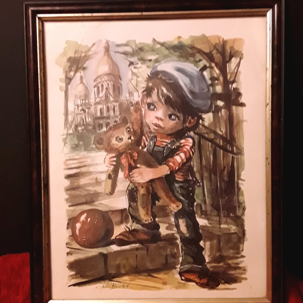 Big eyes picture boy w/ bear